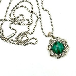 Lagos Caviar Malachite & silver Pendant Necklace